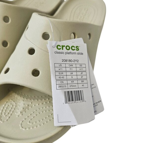 CROCS Womens Classic Platform Slide, Beige, Slip On, Comfort, Rubber, 11, NWT - Picture 5 of 9